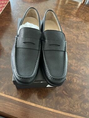 Men's Black Leather Penny Loafers